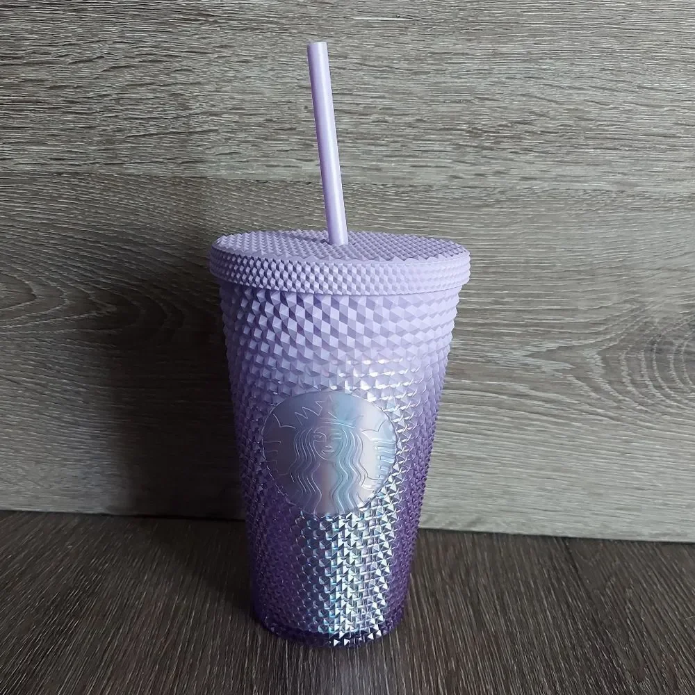 New 2021 Starbucks Holiday Icy Lilac Studded Grande 16oz Tumbler Cup With Straw
